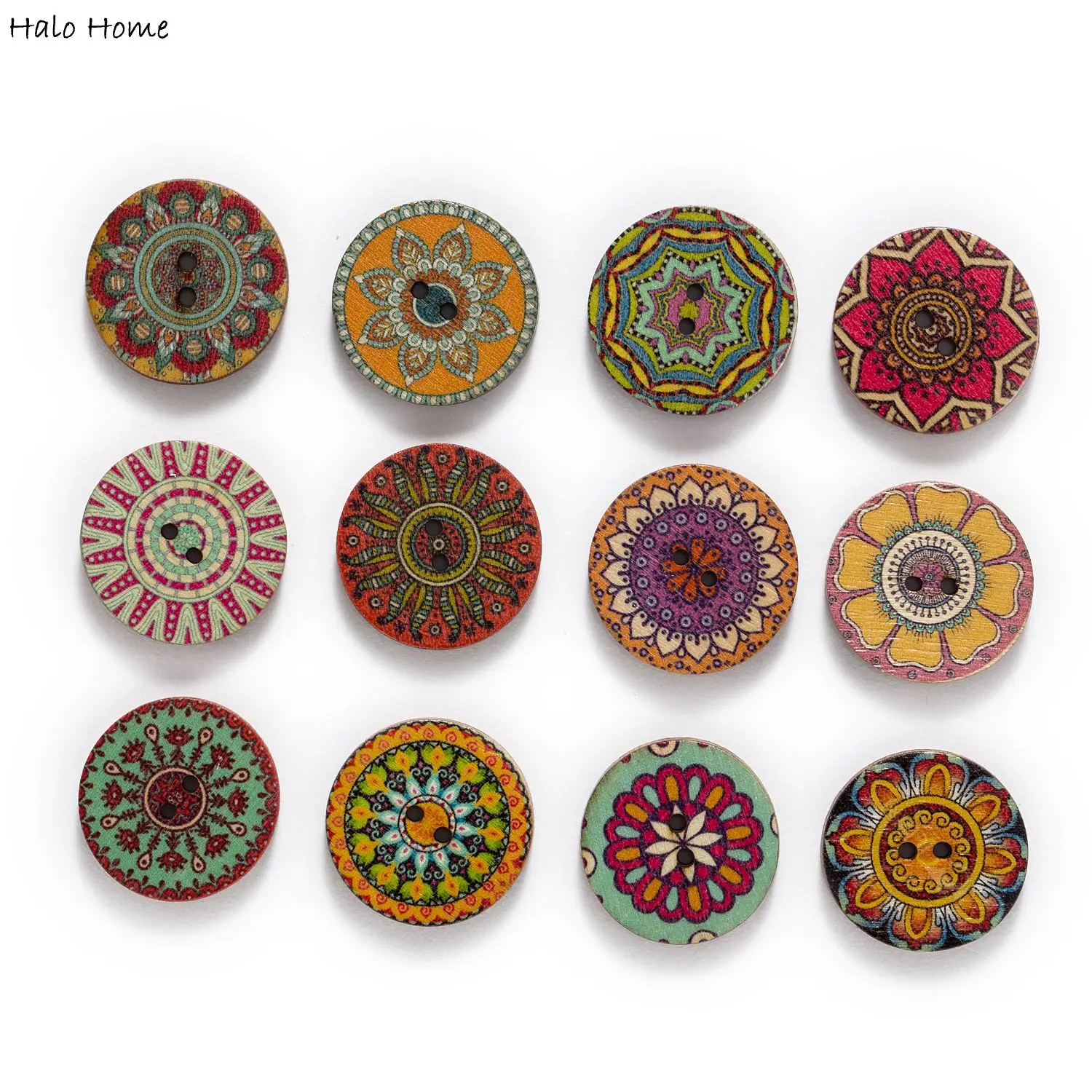 50/100pcs Painted Round Wood Buttons for Handwork Sewing Scrapbook Clothing Crafts Accessories Card Decor 15-25mm