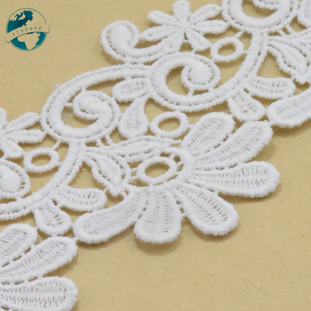 6.5cm White Polyester Embroidery French Lace Ribbon Fabric Guipure Diy Trims Warp Knitting Sewing Garment Accessories#3830