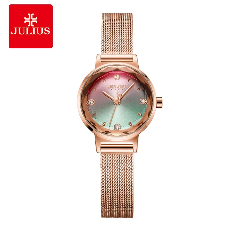 

Rainbow Gradient Women's Watch Japan Mov't Lady Hours Fashion Clock Bracelet Stainless Steel Girl's Birthday Gift Julius Box