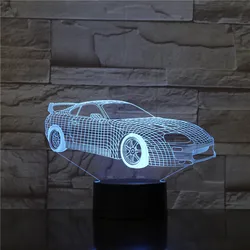 Super Sports Car Nightlight Led 3d Illusion Lampara Multicolor Rgb Children Kids Gift Table Lamp Bedroom Decorative Lamp 1774