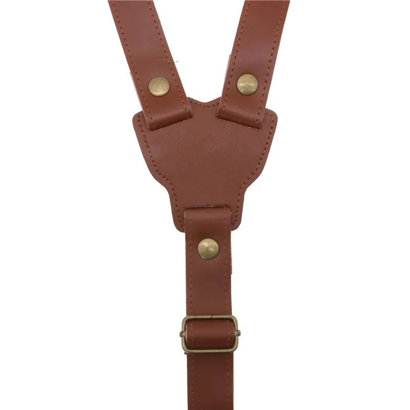 Y Back Bronze Hook British Style Mens Suspenders Vintage Adjustable Unisex Full Genuine Leather Suspender Pant Strap