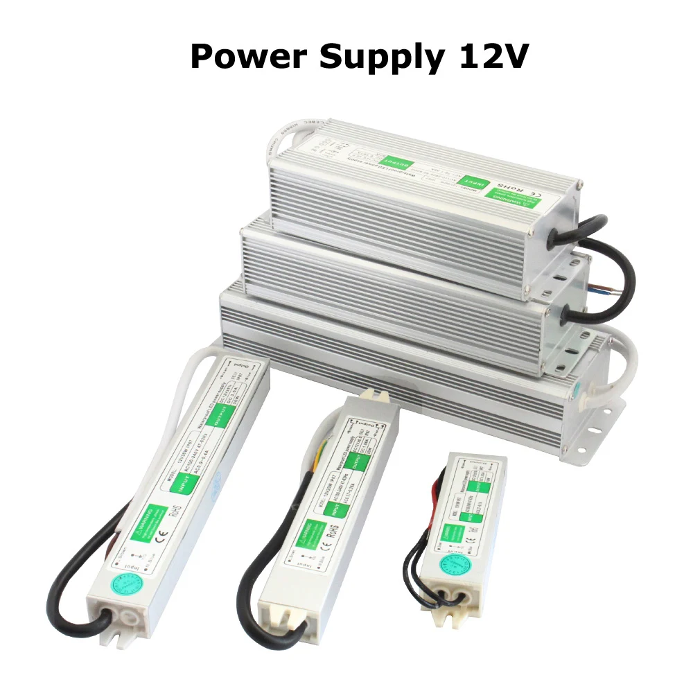 12V LED Lighting Transformer 24V Waterproof IP67 AC110V 220V to DC 24 12 Volt Driver 10W 20W 30W 60W 100W 120W 200W Power Supply