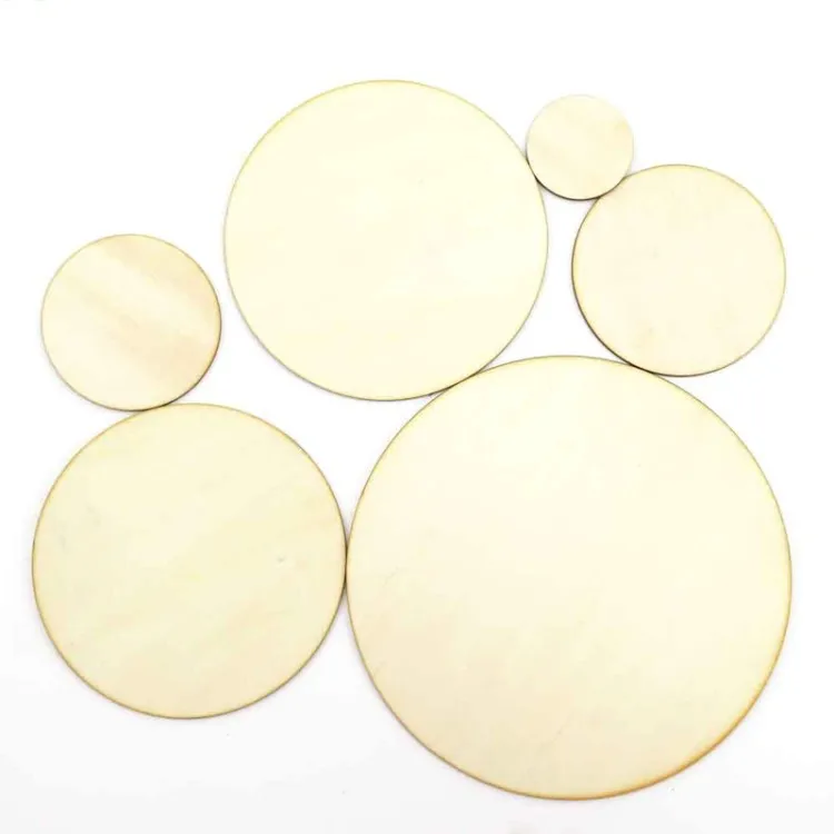 10-80mm Unfinished Round Wood Circle Cutout for Wedding Table Scatter Decoration Round Wood Craft