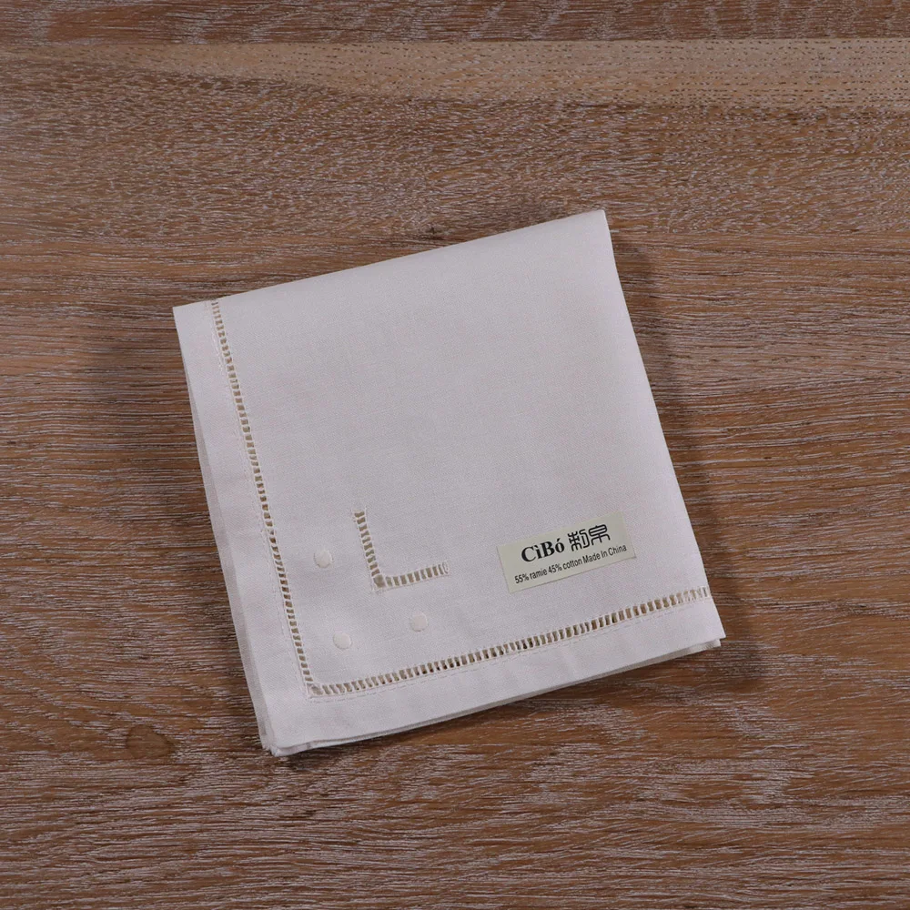 

N026 : 12 Pieces Ladder Hemstitch Dinner Napkins Ramie cotton Dinner cloth Beige Table Napkins