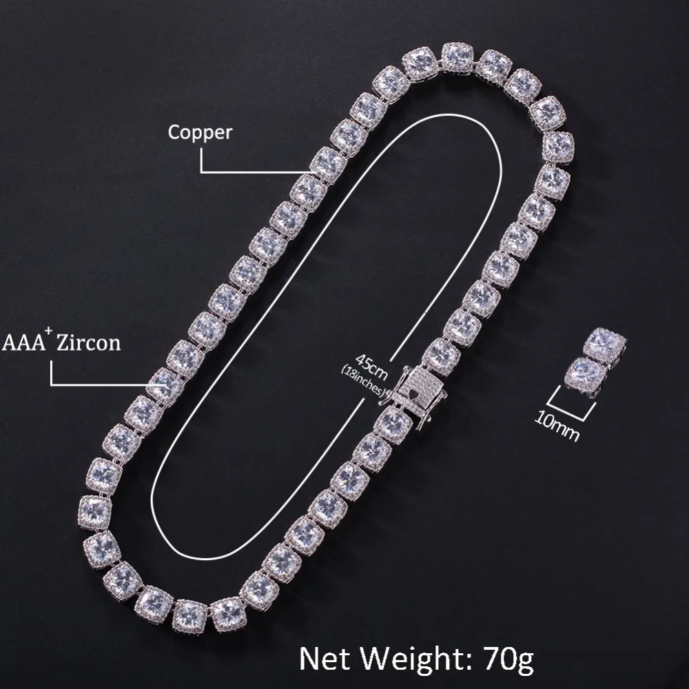 UWIN Square Cubic Zirconia Tennis Chains Top Quality Hiphop Necklace Luxury Full Iced Out CZ Jewelry For Men Women Drop Shipping