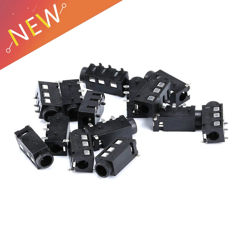 10PCS 3.5mm jack Female Audio Connector 4 Pin DIP Headphone Jack Socket PJ-320A PJ320A Audio Interface Audio Jack Black