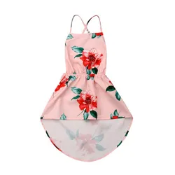 Flower Kids Baby Girl Summer Dress Backless Party Pageant Dress Sundress 1-6Y Kids Dresses For Girls O-neck Sleeveless Cotton