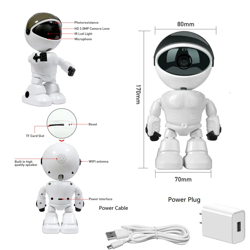 Baby Monitor Robot Camera  Two-way Audio 1080P HD Network IP Night Vision Motion Detection Camera Pet  Baby Monitor Video Nanny