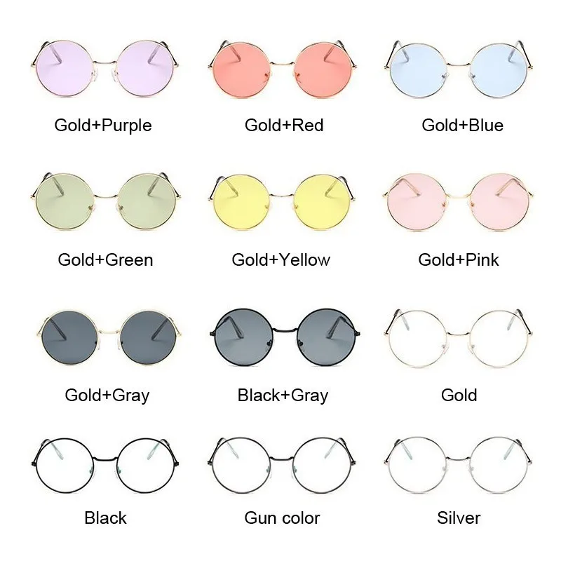 2019 Retro Round Pink Sunglasses Woman Brand Designer Sun Glasses For Woman Alloy Mirror Female Oculos De Sol Black