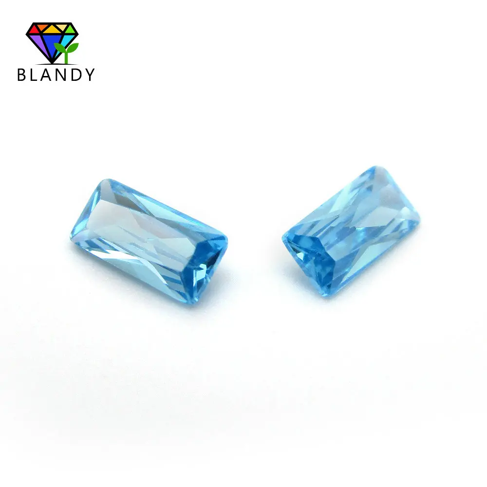 Wholesale Price 2*4~9*11mm Rectangle Shape Seablue Cubic Zirconia Stone 5A Quality Synthetic Gems CZ Stone For Jewelry