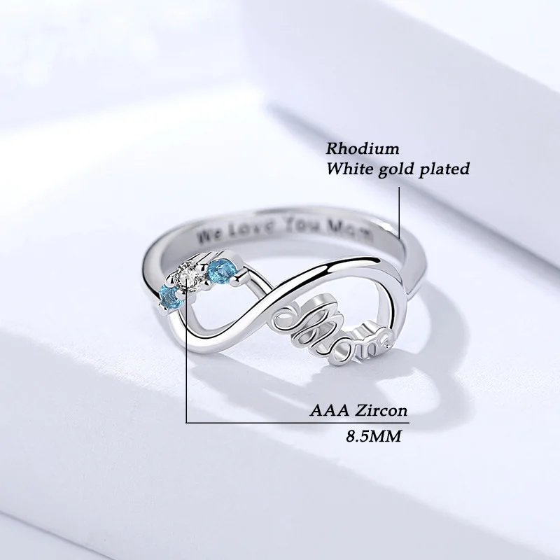 High Quality Digital inverted 8 ring love mom letter mom micro inlaid zircon Ring for women Jewelry