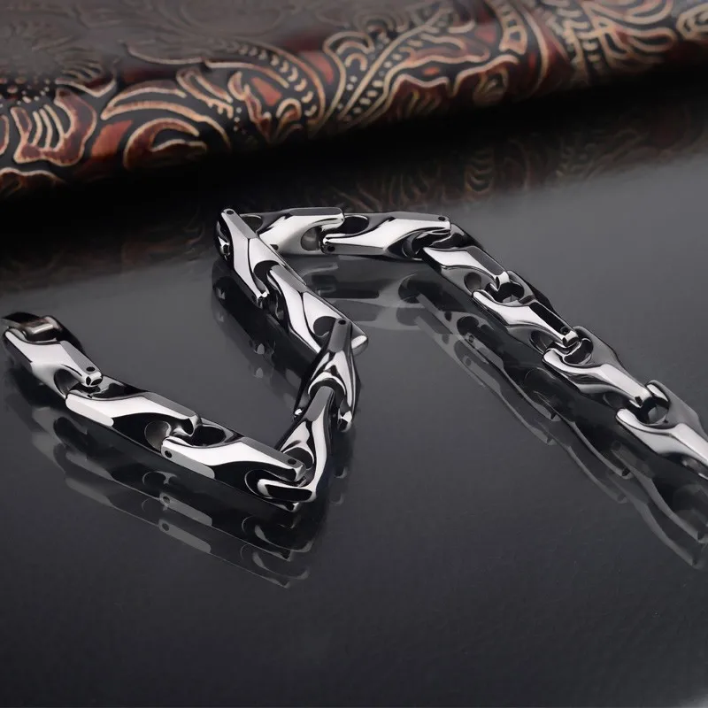 New Vintage Silver Tones Men\'s Solid Heavy Wheat Tungsten Carbide Chain Bracelets High Polished Never Fade Scratch Proof 21cm