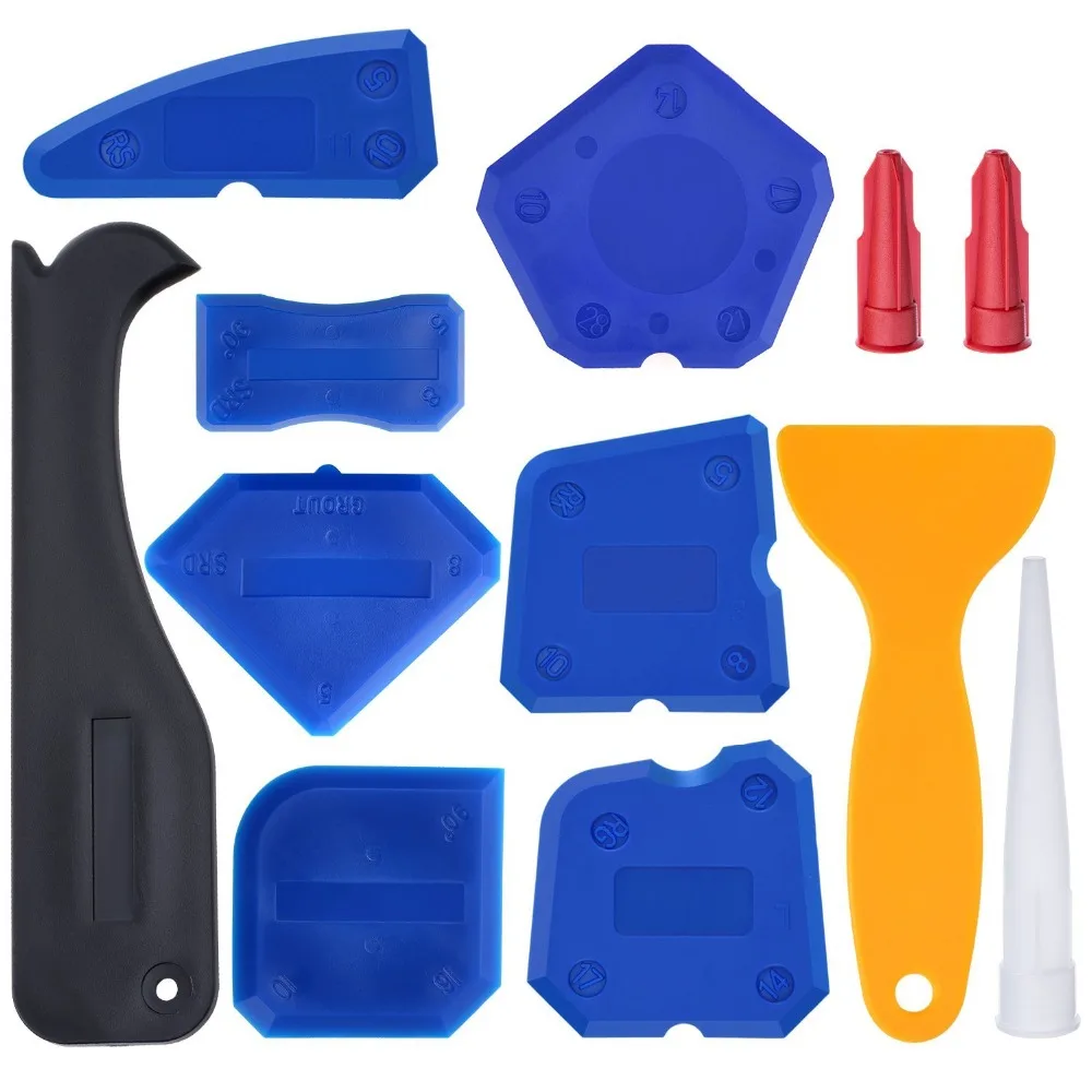 Free Ship Quality 12 Pieces Caulking Tool Kit Silicone Sealant Finishing Tool Sealant Scraper Silicone Trowel Sealant Finisher