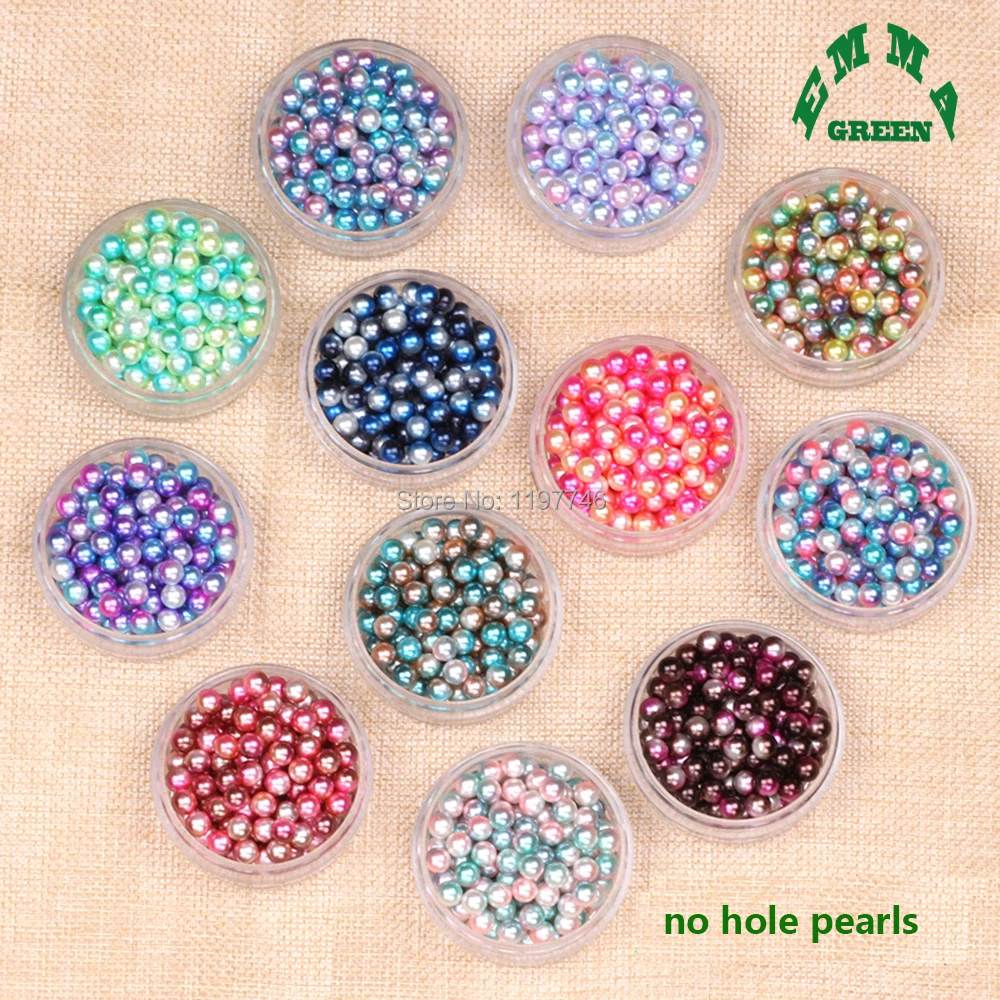 Chunky Beads for Kids No Hole Pearl Beads Acrylic Round Beads Colorful Pearls without hole for women Jewelry making No Hole Bead