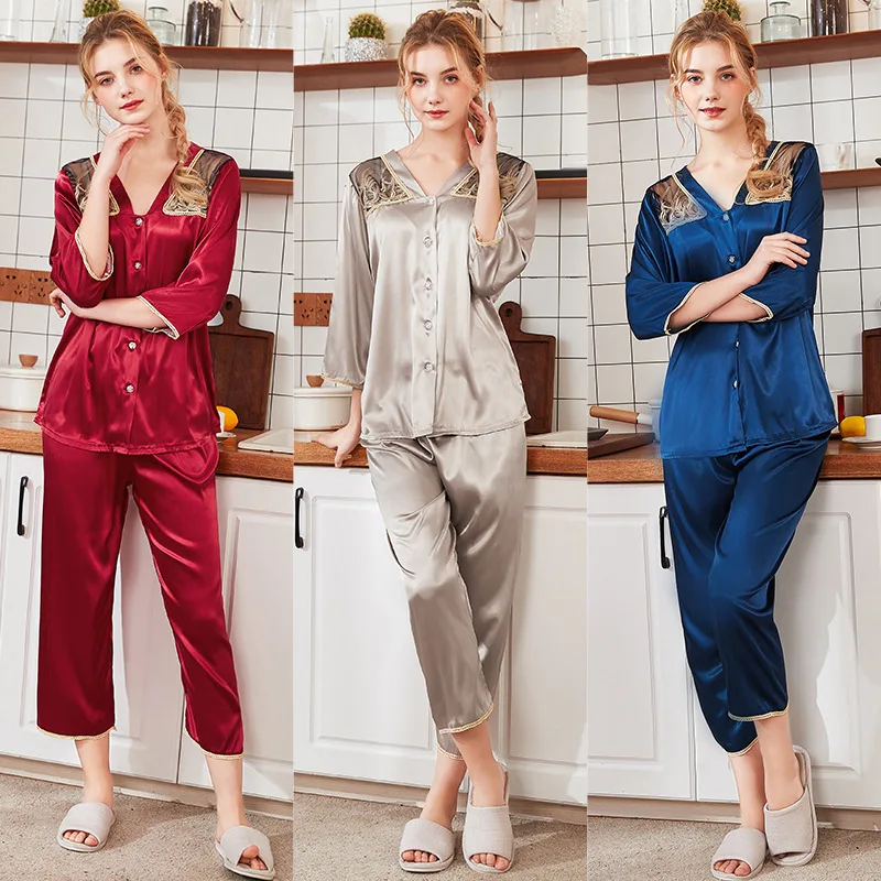 Wholesale Pajamas Sets Spring Autumn Style Thin Carton Generation Women Long Sleepwear Suit Home Women Gift Female Sleepwear