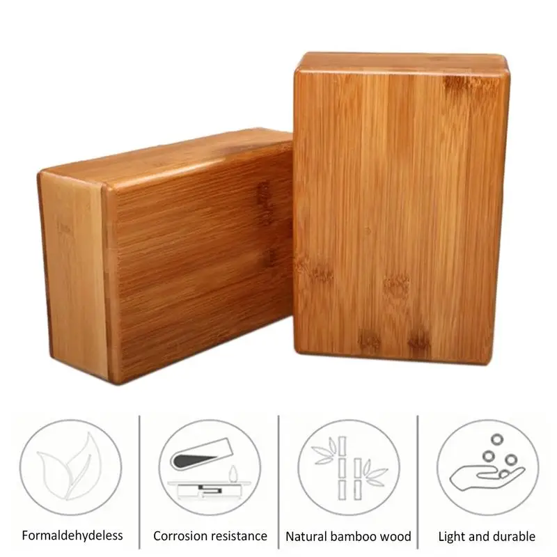 1PC Natural Bamboo Yoga Brick Non-Slip Bamboo Handstand Yoga Accessories Indoor Fitness Gymnastics Training Supplies Yoga Block