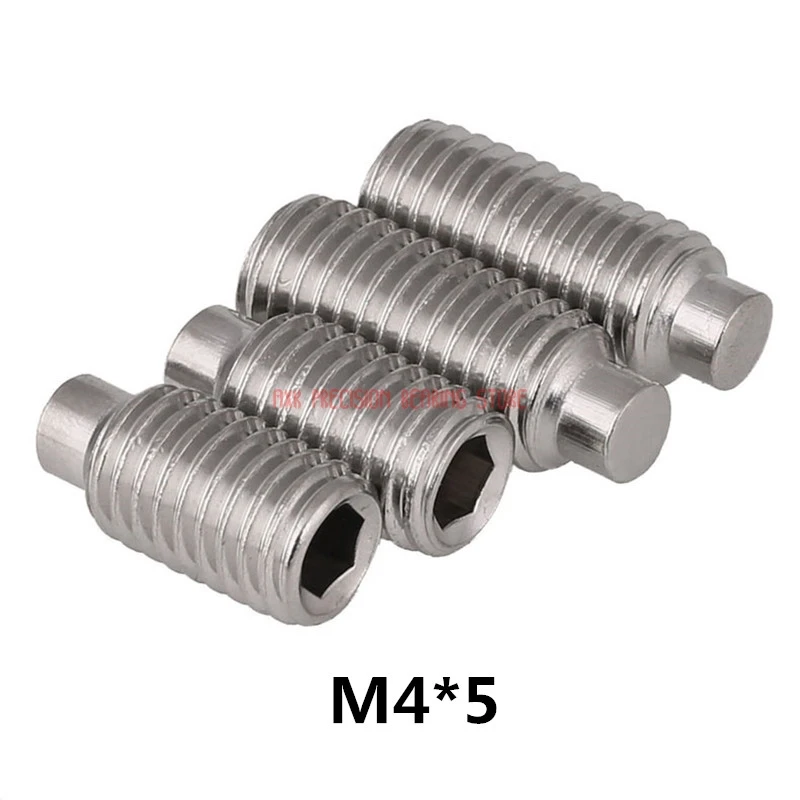 Rolamentos 120 Pieces M4*5 304 Stainless Din915 Srandard Convex Headless Socket Plug Set Screw Inner Hex Hexagon Hexagonal Head