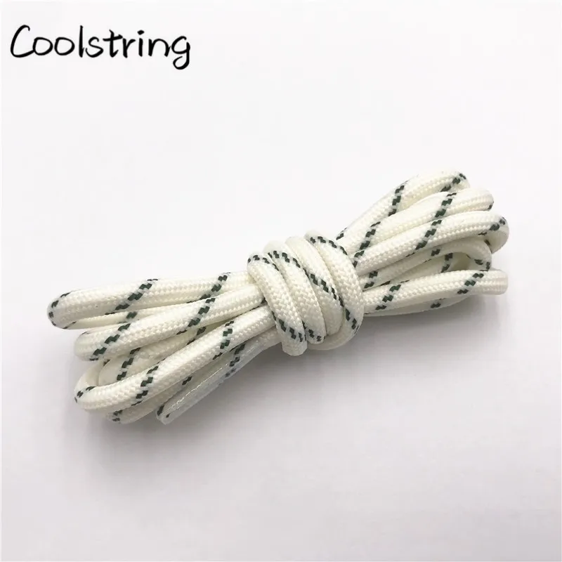 Coolstring Round Striped Rope Laces Beige White Bootlaces Polyester Shoelace Shoestring For Roller Skates Hiking Outdoor Shoes