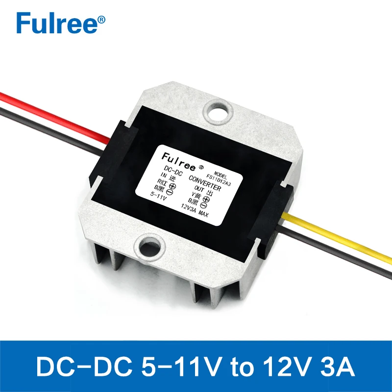 DC 5V 6V 7V 8V 9V 10V 11V to DC 12V 1A 2A 3A 36W Boost Converter 5 Volt to 12 Volt Step Up Voltage Regulator Car Power Supply