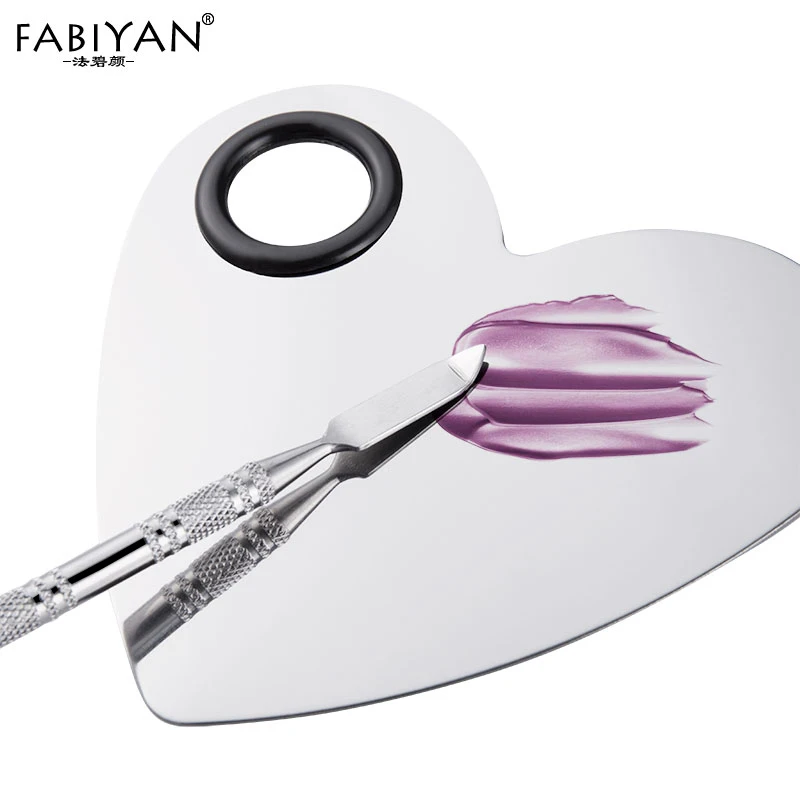 Heart Stainless Steel Palette Spatula Cosmetic Makeup Cream Foundation Eye Shadow Mixing Gel Polish Nail Art Tool Set Hands-free