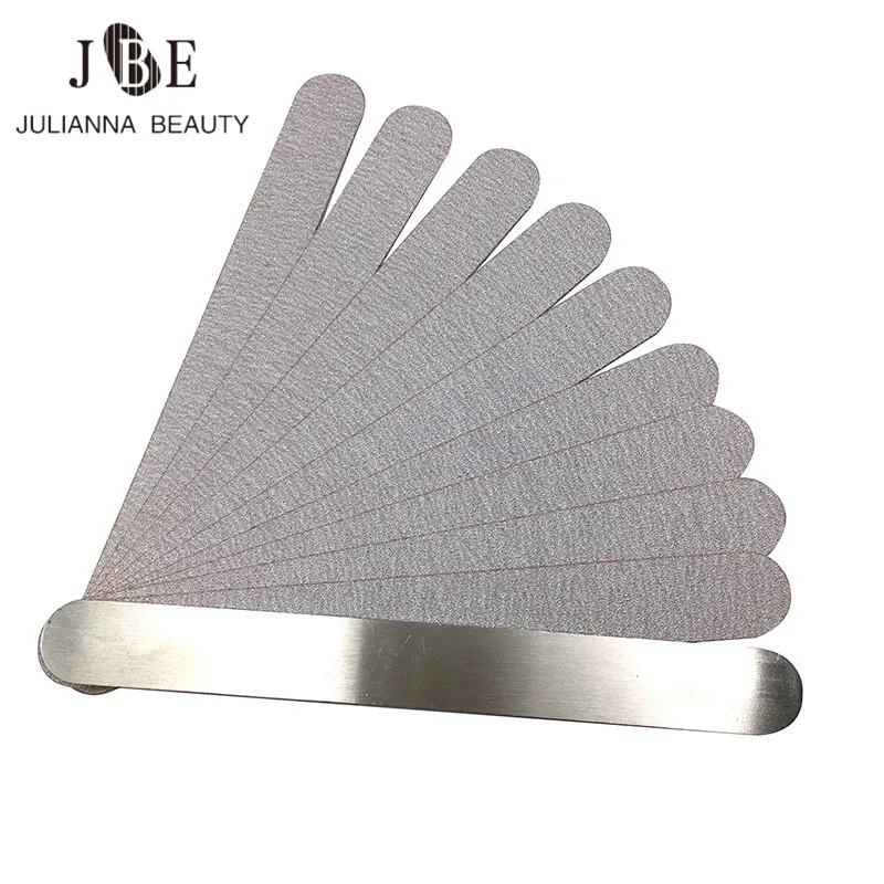 100pcs/lot Professional Nail File Replacement 100/180/240 Gray Sandpaper With 1PCS Metal Handle Double-sided Buffer Nail File