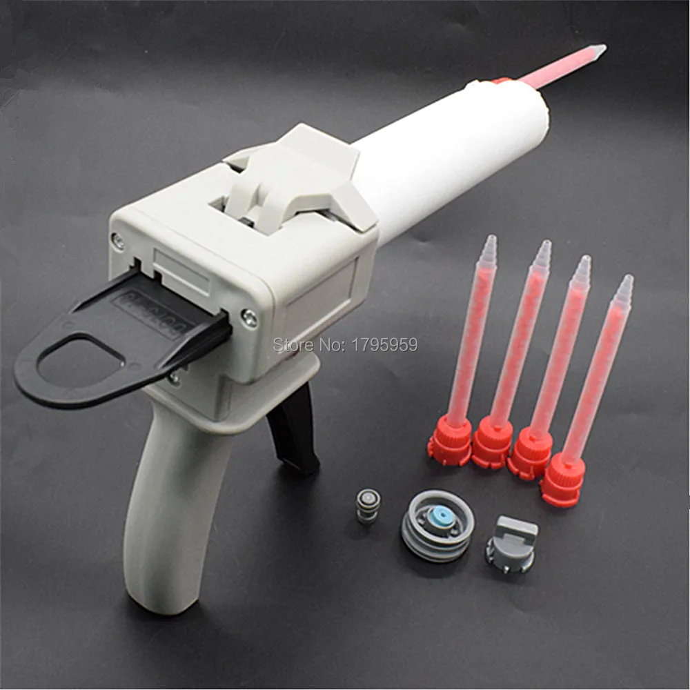 75ml 10:1 pistola per calafataggio AB Dispenser per pistola per colla epossidica con 75ml 10:1 cartuccia vuota a doppio barilotto e ugello di miscelazione statico 5pc 10:1