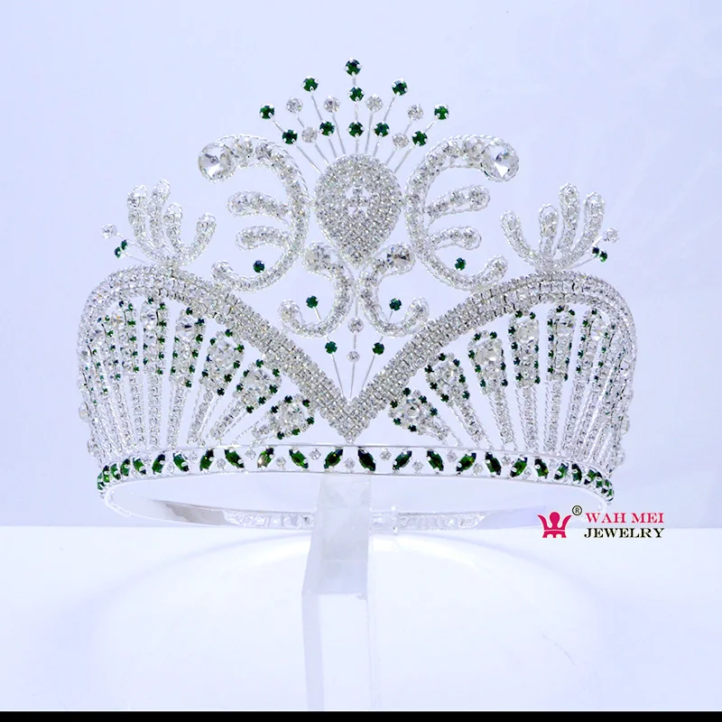 Imagem -02 - Miss Beauty Pageant Crown Tiara Verde Australiano Strass Cristal Feito à Mão Hairwear Ajustável Bandana Mo250 Alta Qualidade