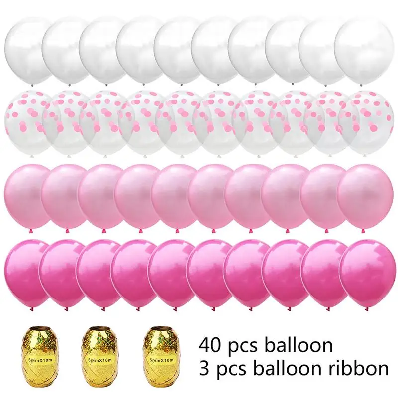 43pcs/Lot Birthday Balloons 12inch Latex Balloons Pink Blue Pearl Dot  Wedding Party Balloon Ballons With Balloon Ribbon