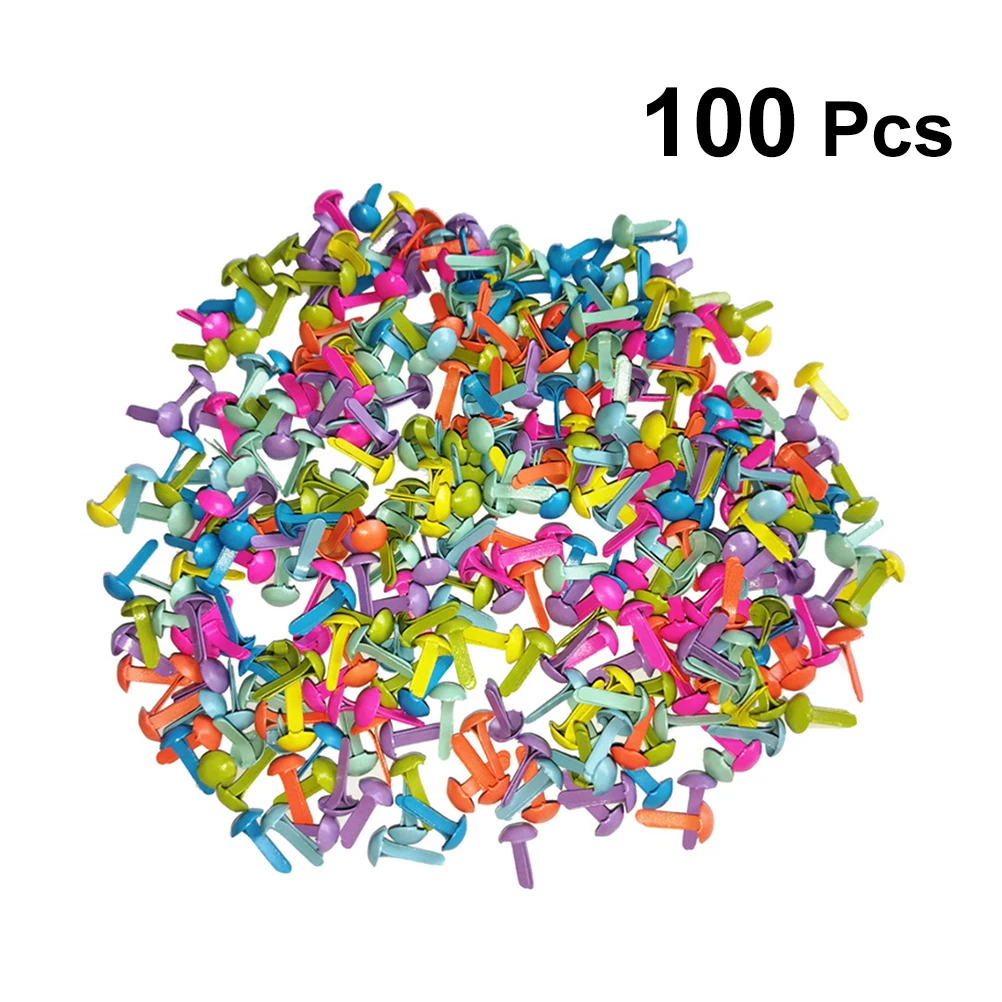 100 Pcs Mini Brads Assorted Colors Round Brad Pastel Brads Embellishment Fastener Brads for Scrapbooking Making Stamping DIY