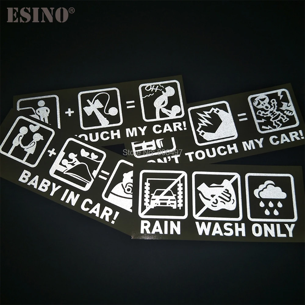 Car Styling Fashion Funny Decoration Car Accessory Don\'t Touch My Car Baby in Car Creative Reflective Stickers Car Body Decal