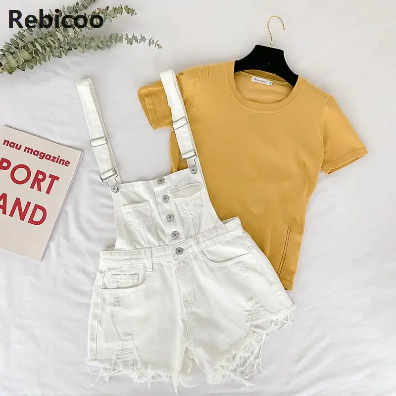 Rompers Nữ Jumpsuit Quần Short Denim Áo Liền Quần Cho Nữ Playsuits Rompers Plus Kích Thước Lỗ Vintage Dây Nữ Tracksuits