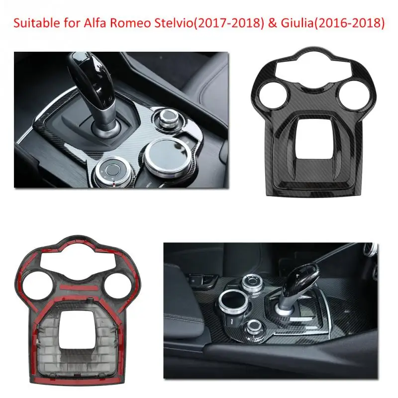 Carbon Fiber Style ABS Car Interior Center Console Gear Shift Panel Trim for  Giulia 2016 2017 2018 Stelvio 2017 2018