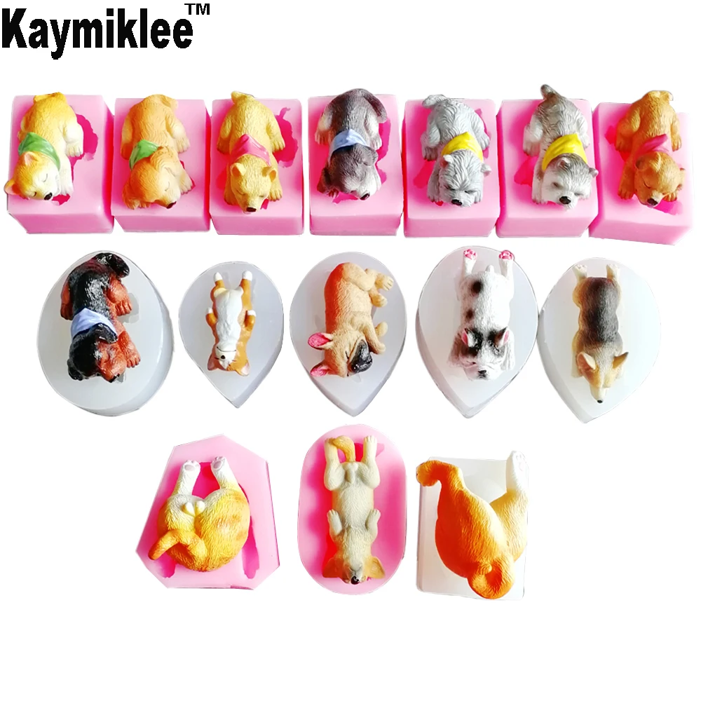 15 Series Dogs Silicone Cake Mould Fondant Mold Cat Butt Corgi Bulldog Chocolate Gumpaste Sugarcraft Cake Decorating Tool C339