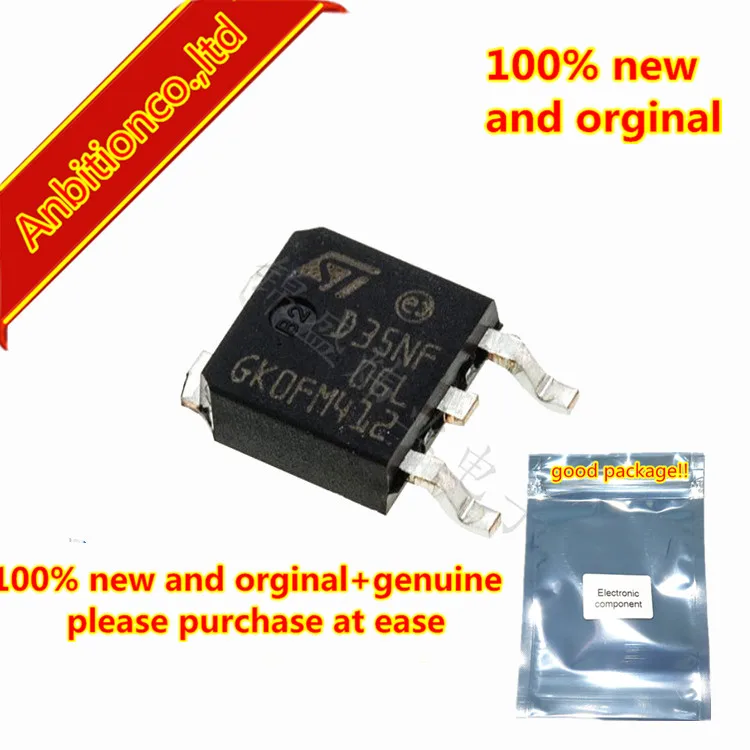 10pcs 100% new and orginal STD35NF06LT4 D35NF06L TO-252 N-CHANNEL 60V - 0.014ohm - 35A DPAK STripFETII MOSFET in stock