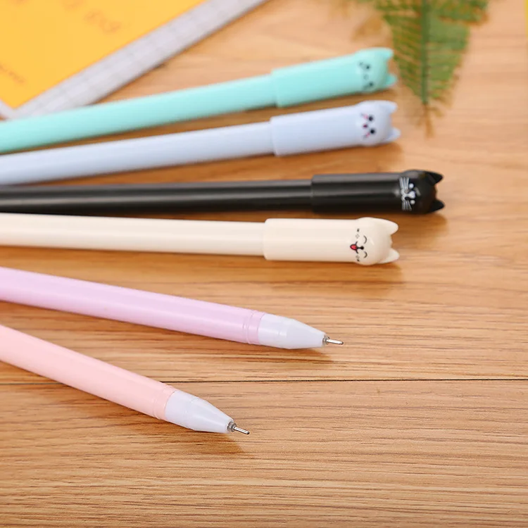 Creative Stationery Cap Cat Cartoon Gel Pen Cute Tail Cat Learning Office Water Pen Manufacturer Direct