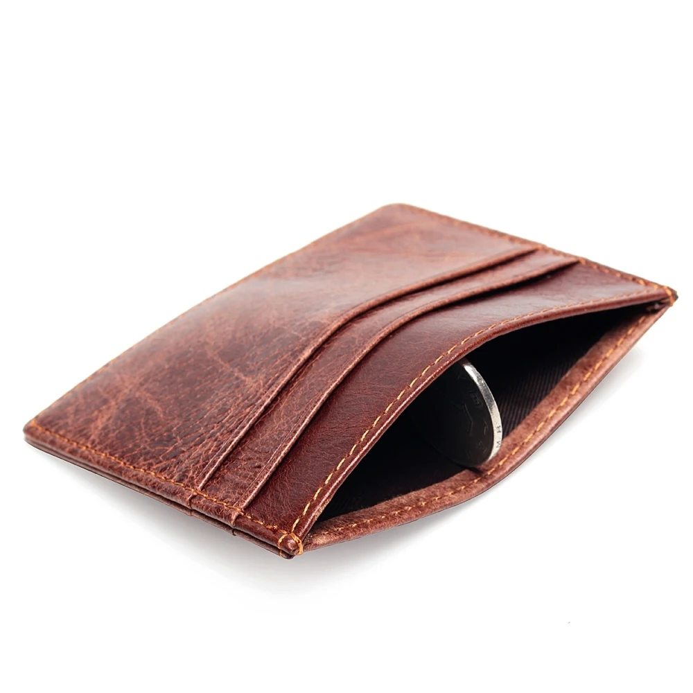 Genuine Leather Magic Wallet Credit Card Coffee Mini Slim Case & Id Holders Man Women Business Holder