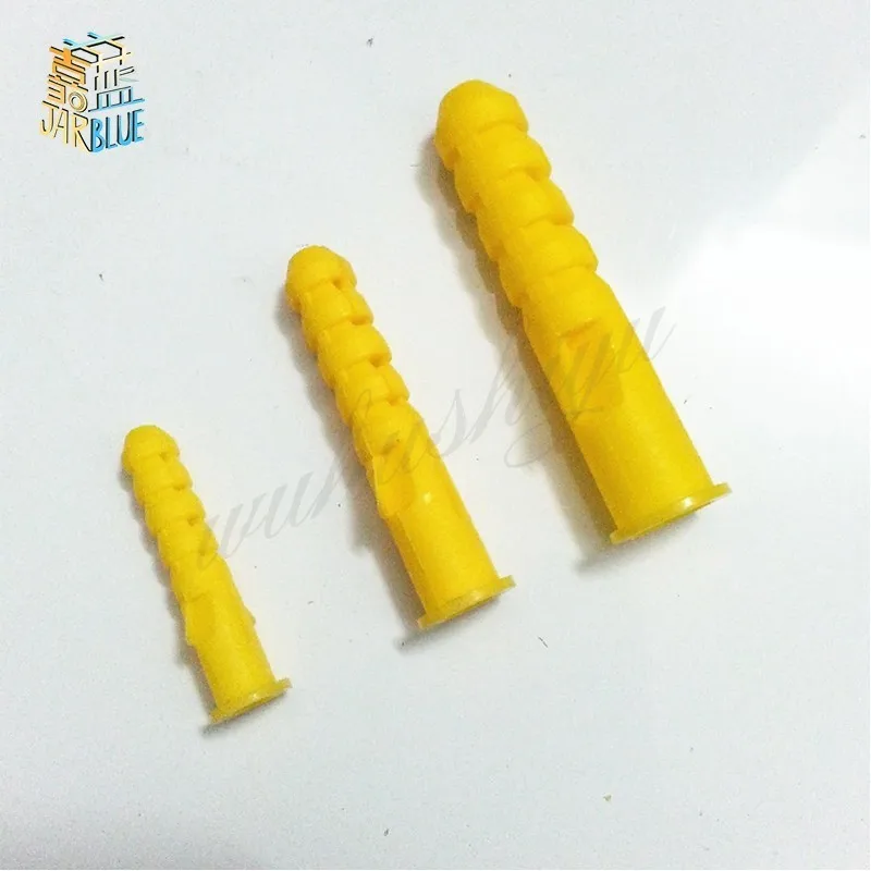 10-50 Pcs M6 M8 M10 Geel Geribbelde Plastic Anker Muur Plastic Expansie Pijp Tube Pluggen Drywal