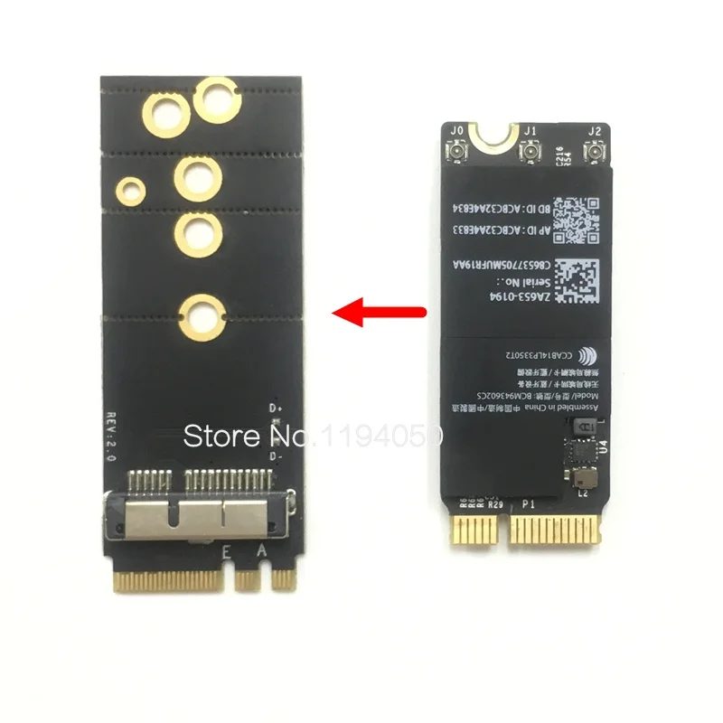 BCM94360CS2 BCM943224PCIEBT2 BCM94331CSAX BCM94331CD BCM94360CS BCM943602CS wireless card to NGFF M.2 A / E adapter for