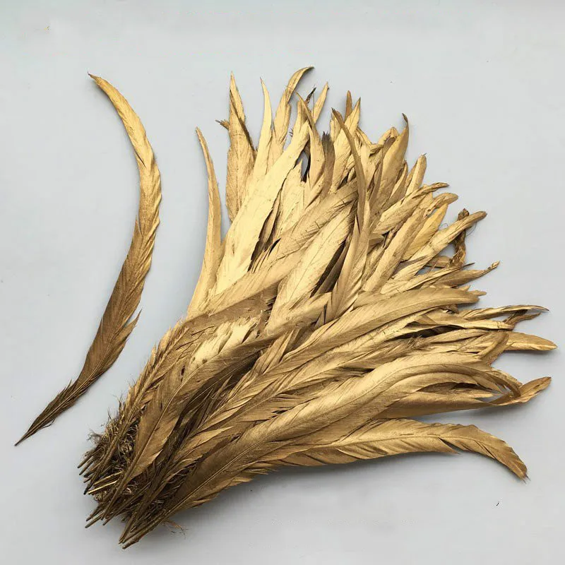 

100pcs Single Golden yellow 14-16inch/35-40cm Rooster feather Cock Tail Feather Chicken feather Rooster tail feather