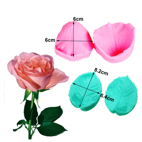 Rose Petal & Leaves Veiner Flower Silicone Molds Fondant Sugarcraft Gumpaste Clay Water Paper Cake Decorating ToolsCS230