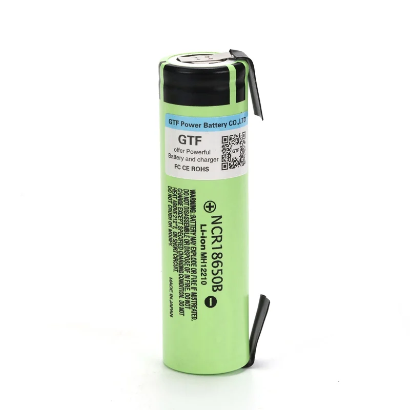 GTF Original NCR18650B 3.7V 3400mAh Li-ion battery 18650 Rechargeable Lithium Batteries For flashlight battery+DIY nickel piece