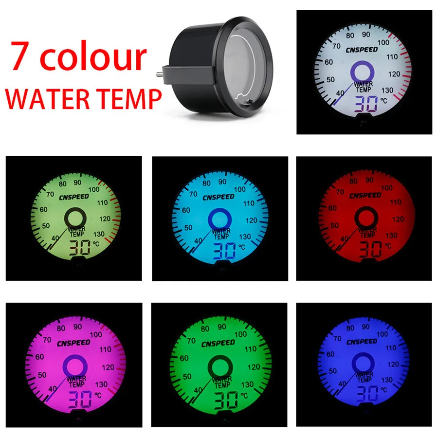 

Universal 52mm Virtual Pointer Car Water Temperature Gauge Digital 7-Colors LED Display