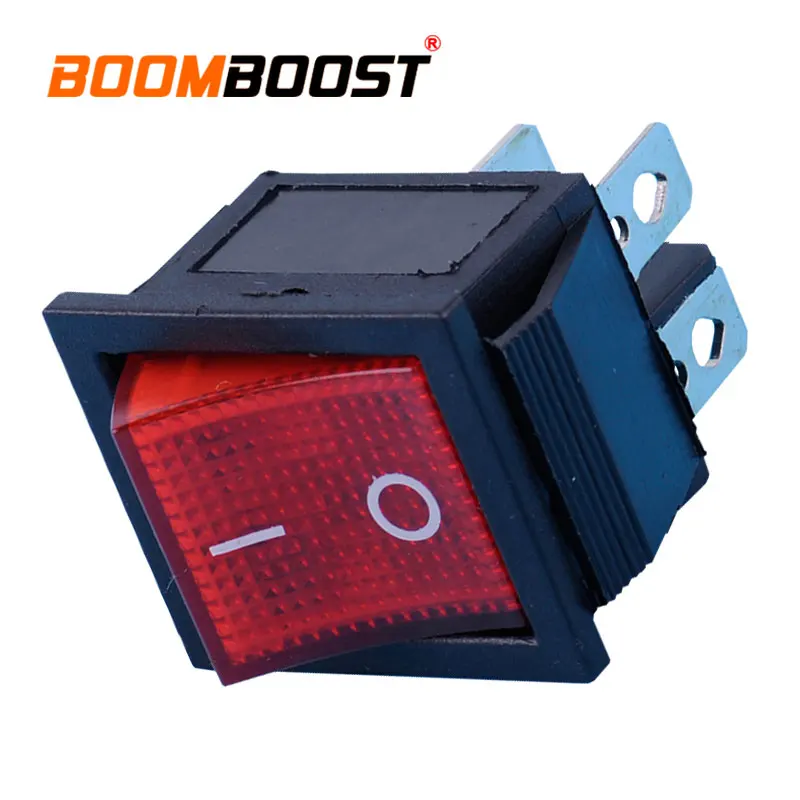 Car Motorcycle Boat 4 Pin Red Indication Light Power Control On-Off 2 Position Rocker Switch AC 110V-220V KCD4-201N/KCD2-201N