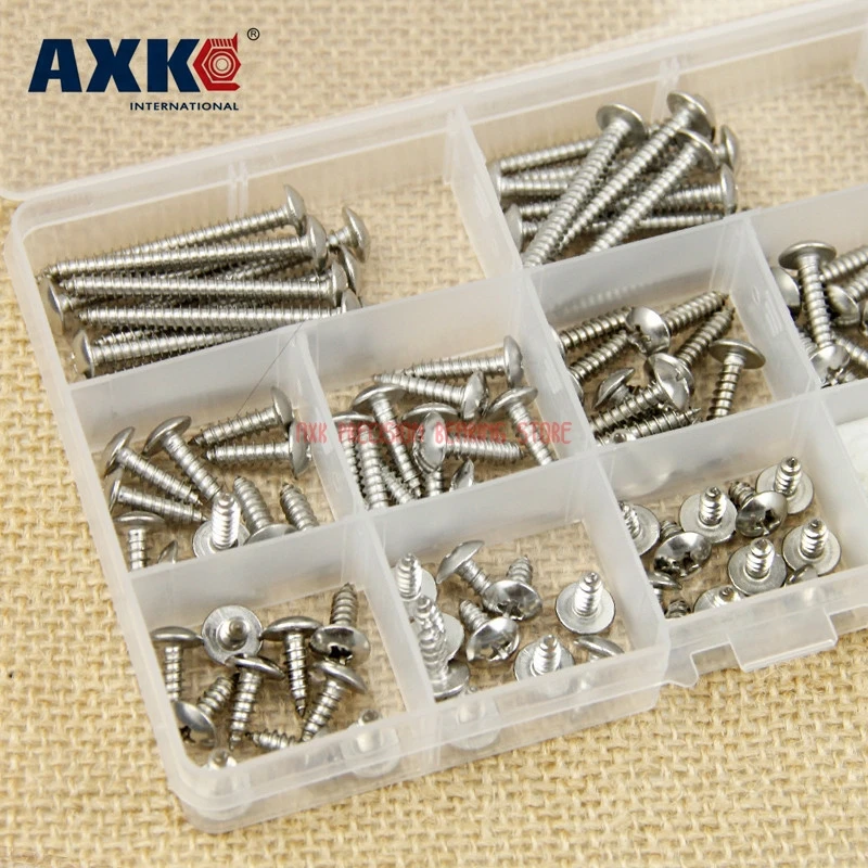 

2023 Parafusos Drywall 130pcs Stainless Steel Phillips Round Head Screws Nuts Flat Washers Assortment Kit 900g High Quality