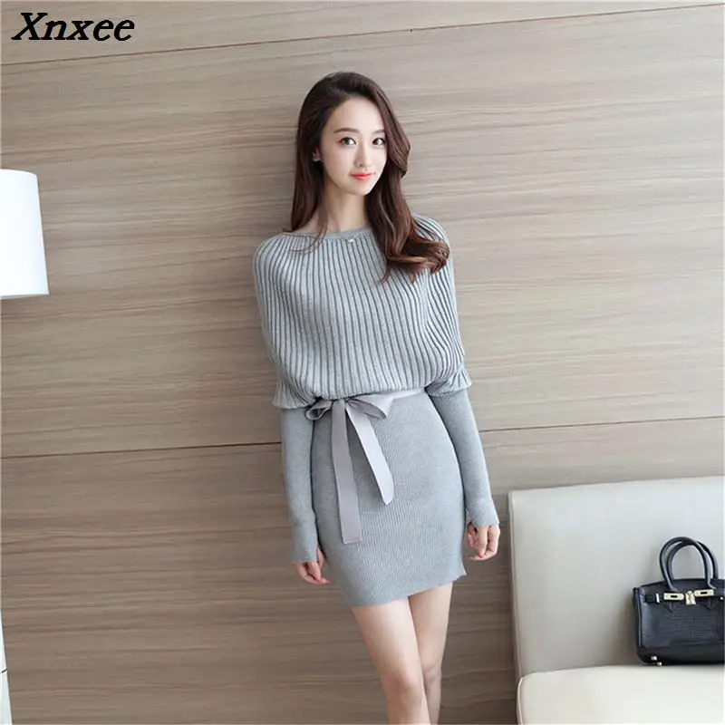 2018 Spring and Autumn New Women Korean ladies loose sweater  Stretch Skirt Xnxee