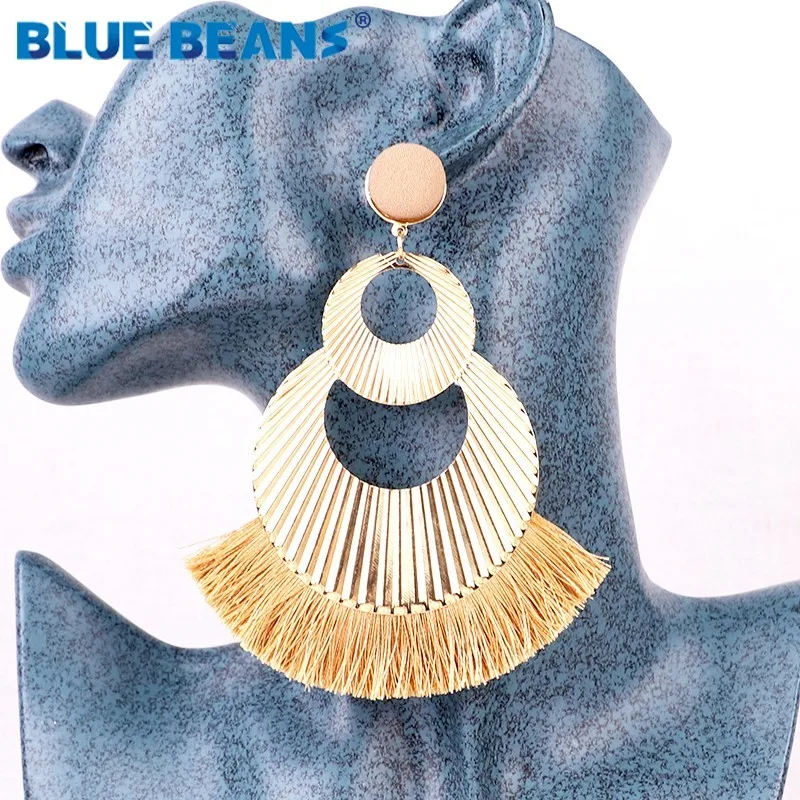 Ohrringe Für Frauen Quaste Boho Drop Oversize Fashion Statement Luxus Baumeln Lange Ohrring Große Handgemachte Geometrische Geschenke Afrikanischen