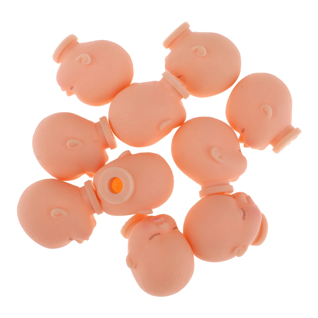 Set of 10pcs Sleeping Baby Doll Heads Sculpt Without Hair Wig For Mini Keychain Baby Toy DIY Custom Body Parts