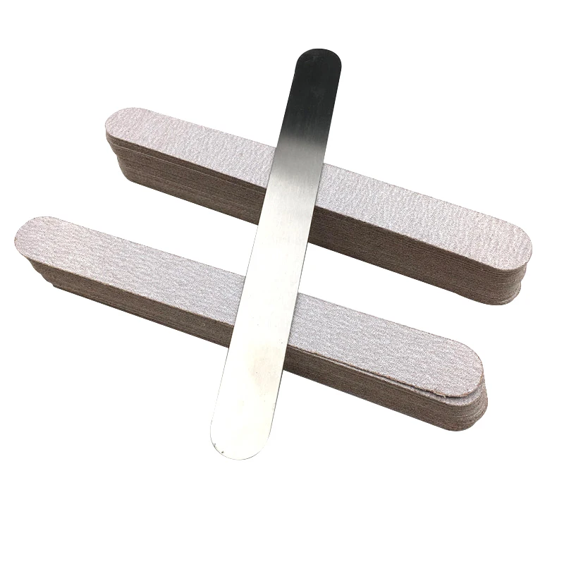 100pcs/lot Professional Nail File Replacement 100/180/240 Gray Sandpaper With 1PCS Metal Handle Double-sided Buffer Nail File