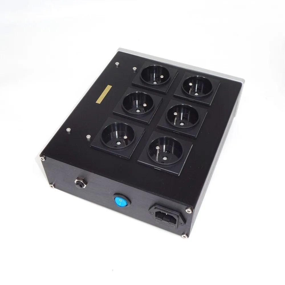 EU-6P-enchufe de CA europeo de 6 posiciones, filtro EMI, acondicionador de potencia, purificador de potencia, protección contra sobretensiones, enchufe de CA europeo