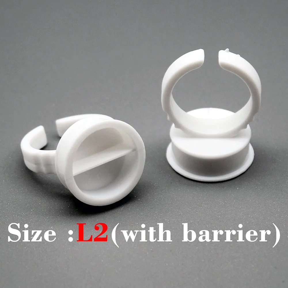 킴치 100개 일회용 타투 색소 홀더 링 팔레트 (그리드 바리어 포함) 속눈썹 연장 접착제 홀더 실리콘